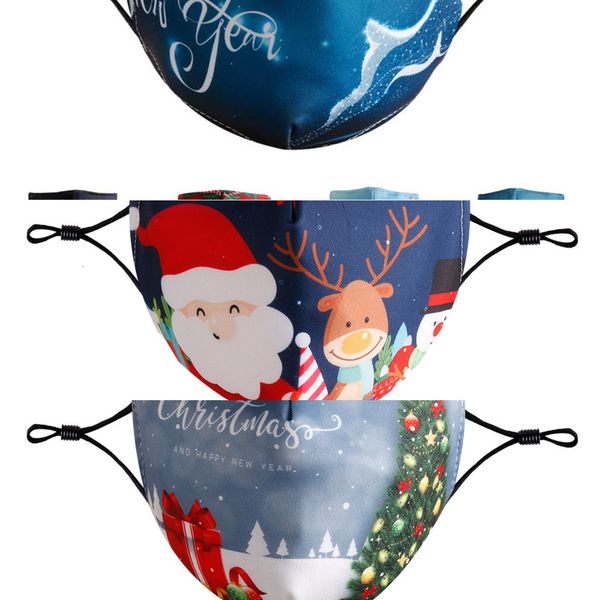 

wzk2face fashion christmas designer cartoon washable printed santa beard mouth mask men women dust haze facemask