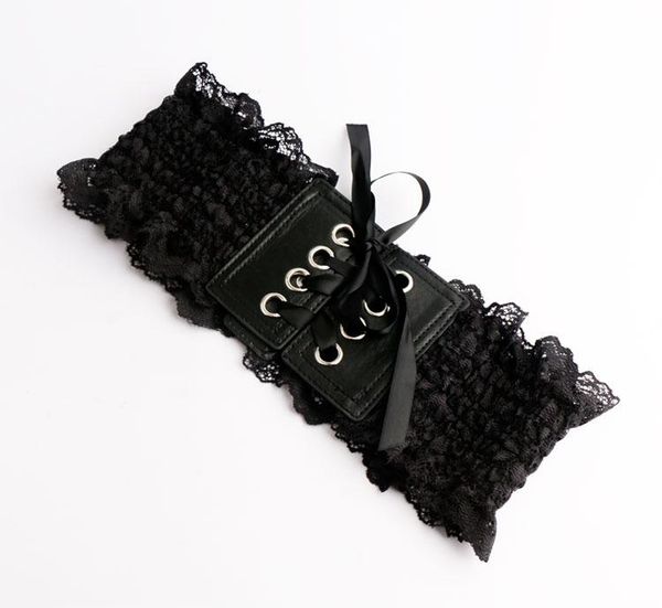 

fashion brand black lace waistbands women lady solid stretch elastic wide cummerbunds new dress adornment for women waistband sqczsm, Black;brown