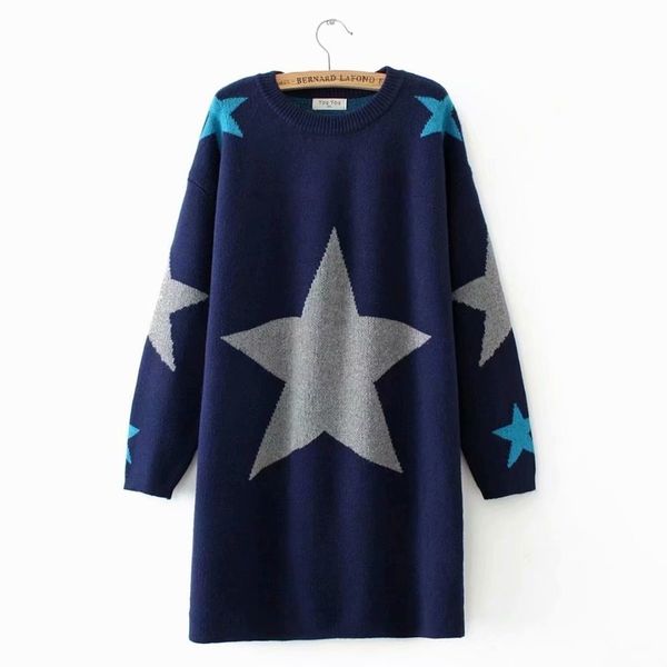 

female plus thick autumn long sweaters beautiful star pullovers big vintage size outerwear yvhe, White;black