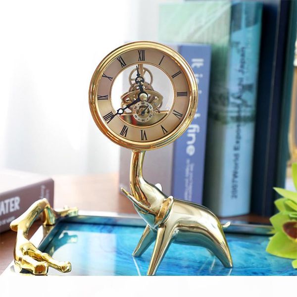 

luxury golden brass clock home docor bird statue bedroom decoration ornament clock eurpoean style table vintage