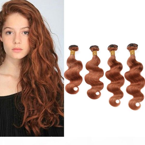 

medium auburn human hair bundles #30 light brown brazilian body wave weave human hair 4 bundle deals auburn hair extensions 400gram, Black;brown