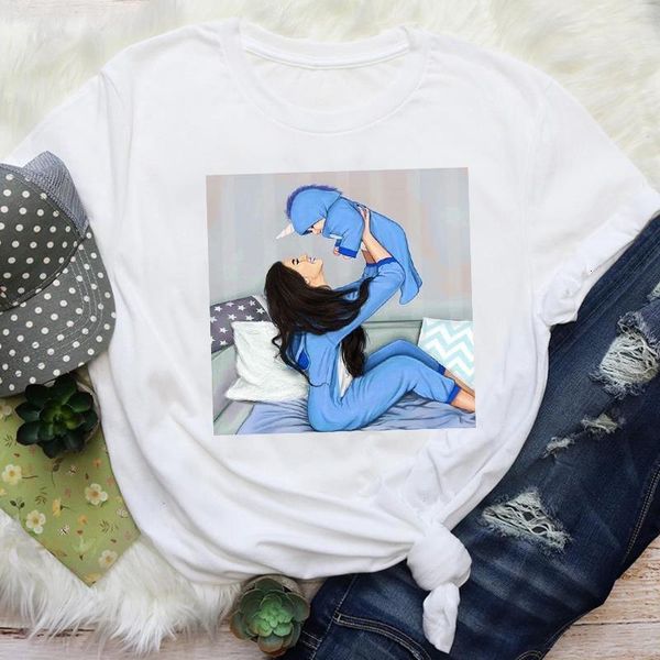 

women mom mama baby printing clothing casual mother love cartoon graphic tees clothes print lady female t shirt t-shirt, White