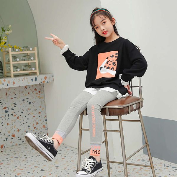 

sweater long girls' patchwork drs new children's pullover in autumn and winter 2020 n6fw, Black