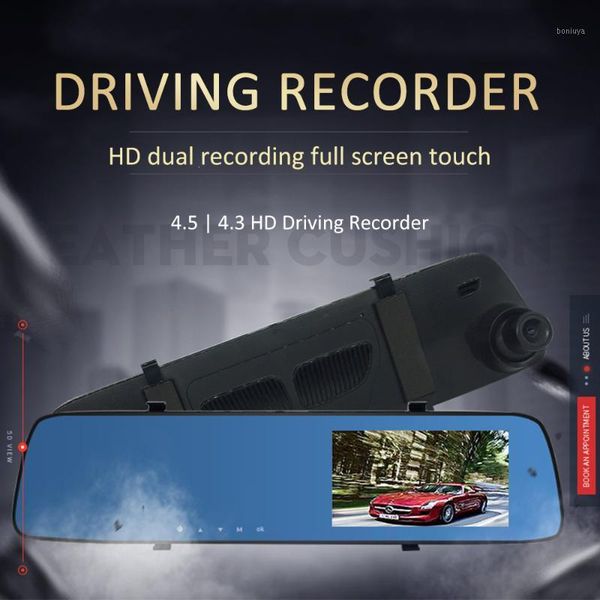 

car dvr dvrs camera traffic recorder 4.5 inch ips hd night vision 1080p double lens reverse image dash cam front back records1