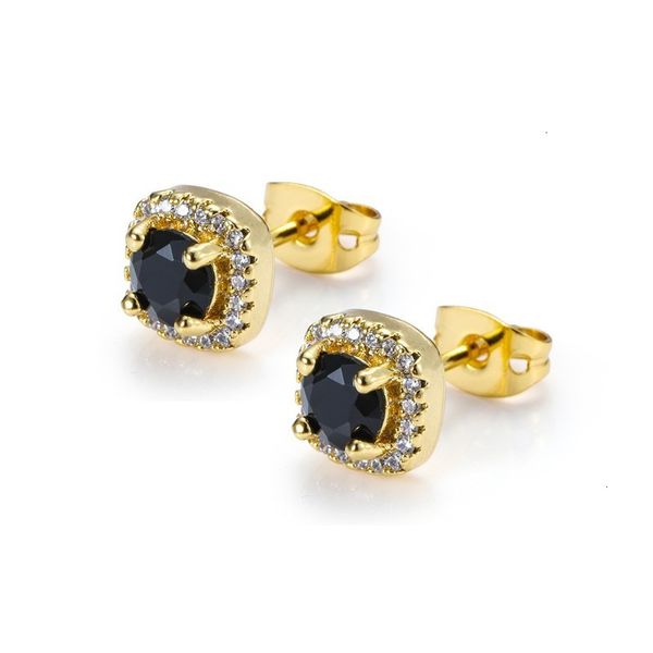 

quality hop stud mens jewelry high hip fashion round gold silver black diamond earrings for men, Golden;silver