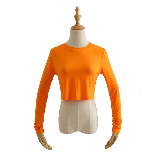 

autumn and winter wind 2020 comfortable soft elastic tight skinny exposed navel half collar high waist long sleeve t-shirt for, Black;gray