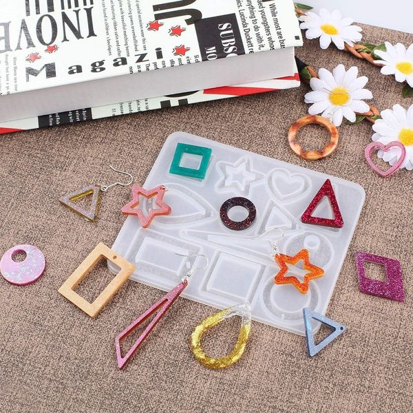 

earrings resin molds epoxy resin jewelry making kit silicone mold for resin casting pendant crafts diy with earring hooks kimter-c155fz