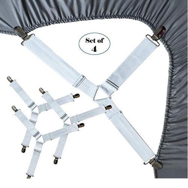 

4pcs grippers suspender cord hook loop clasps adjustable elastic mattress cover adjustable bed sheet fasteners straps h wmtduj