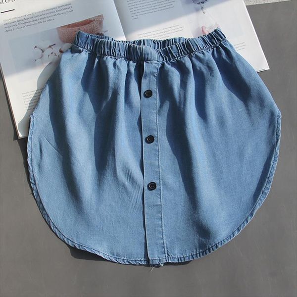 

2020 spring denim mini fake skirt hem irregular false shirt skirt half body female skirts womens jupe plaid besaia, Black