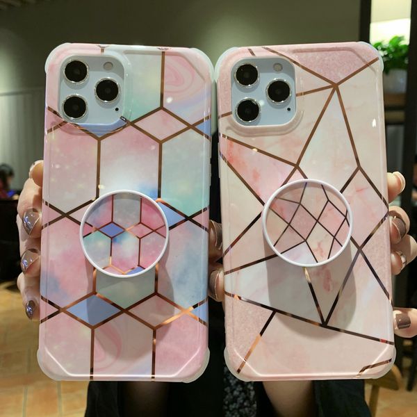 

geometric presentable expandable holder hard shockproof case plus phone marble 7 for iphone 12 11 pro xr max 8 xs cover x plated oefft