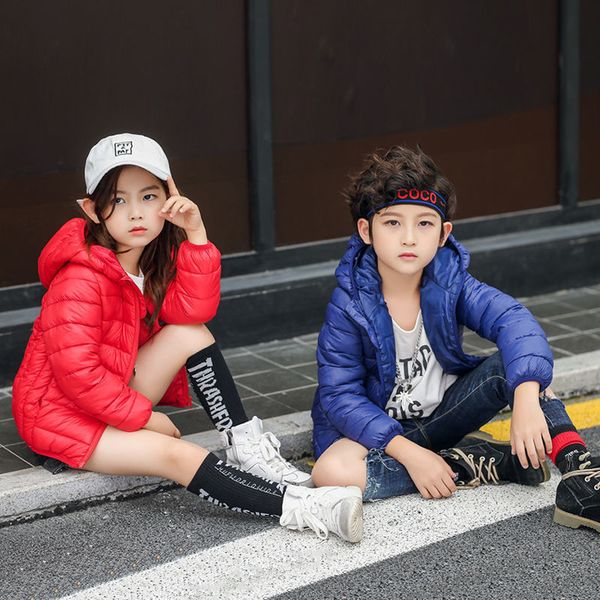 

light down cotton padded jacket for children girl's coat baby clothes for boys, middle and old children's down cotton padded jacke, Blue;gray