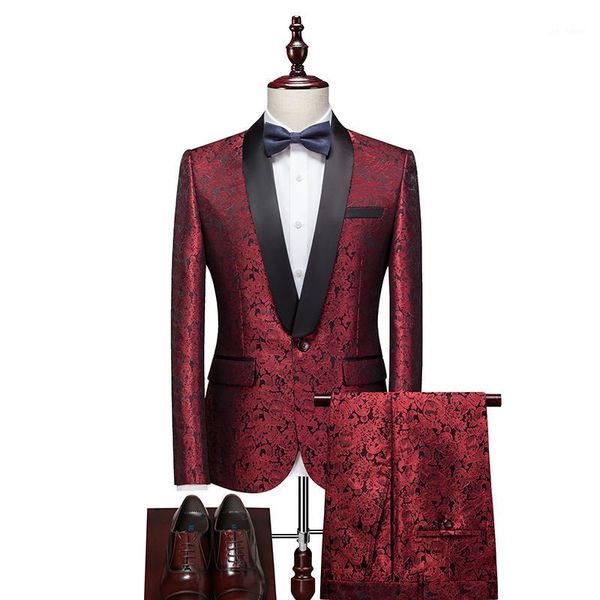 

men's marriage suit business casual elegant chic groom suit male red 2020 explosion models two piece gentleman1, White;black