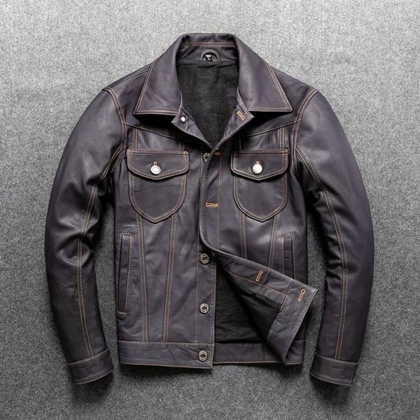 

2020 new genuine leather jacket.classic casual slim goatskin coat.soft quality leather clothes.blue sales, Black