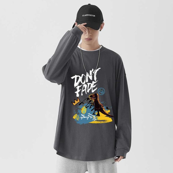 

european loose fashion men's autumn winter new round neck long sleeve sweater large street sweatshirt for men, Gray