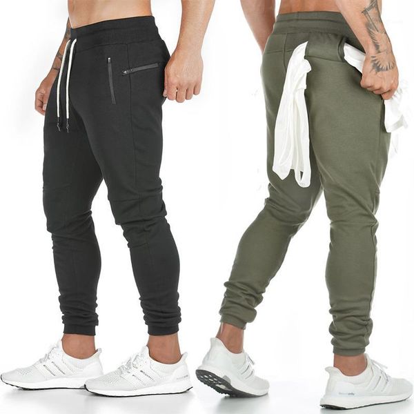 

new sweatpants men's solid workout bodybuilding clothing casual gym fitness sweatpants joggers pants skinny trousers1, Black