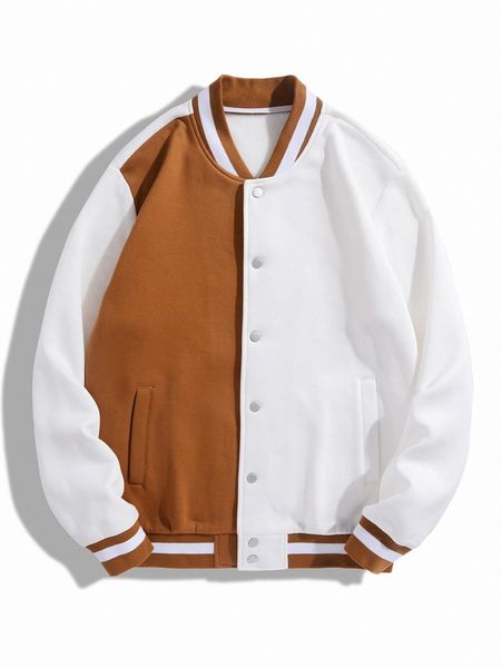 

men two tone thermal lined bomber jacket z1ug#, Black;brown