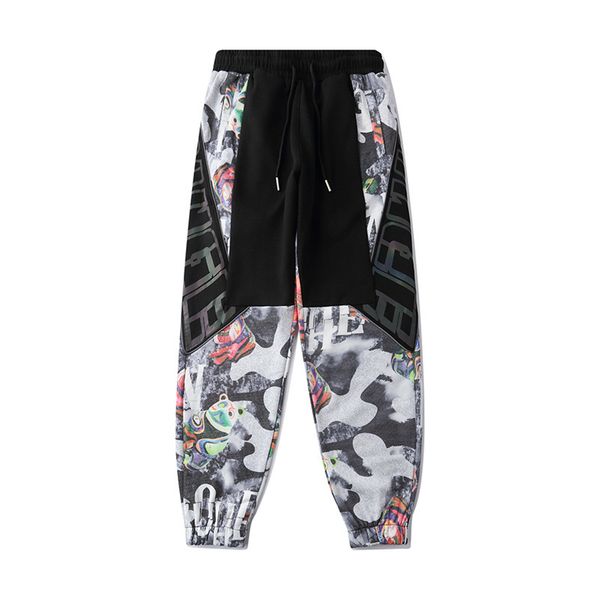 

2021 new reflecting a printed letter... hip pants... black male splicing streetwear sweatpants. hz1f