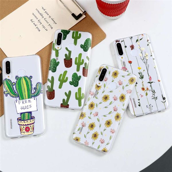 

cactus and flower silicone mobile phone cover digned for huawei p40 lite e mate 30 20 p20 p30 p40 lite pro p smart 2020 2019vfe1