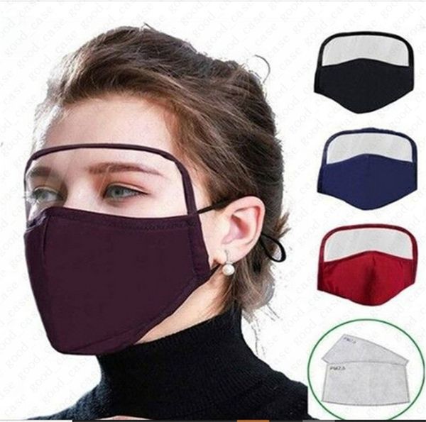 

adults new design face mask with eye shield washable 2 layers cotton facemask with breather valve people protective safety mouth masks d6808