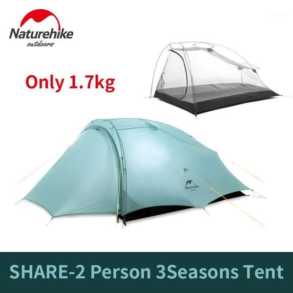 

tents and shelters naturehike ultralight share-2 person camping tent only 1.7kg outdoor 3 seasons 20d nylon waterproof large space whit foye