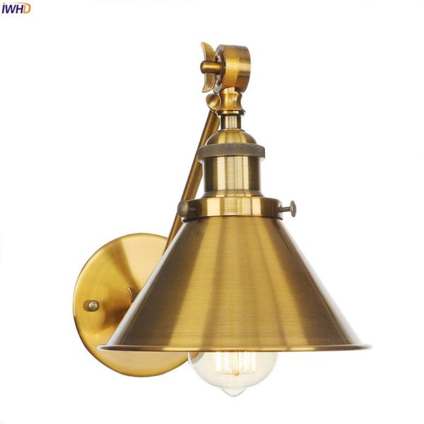 

wall lamp iwhd antique gold long arm vintage bedroom loft industrial led light fixtures applique murale luminaire lighting