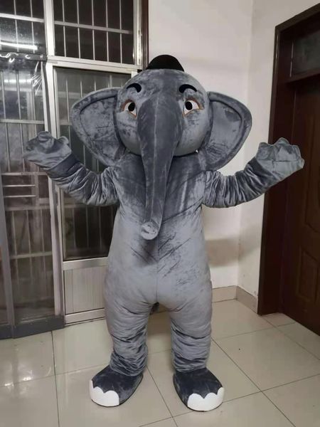 

grey elephant mascot costume for party cartoon character mascot costumes for sale support customization, Red;yellow