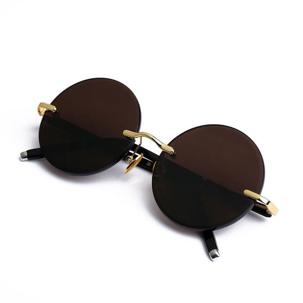 

glasses men's and women's genuine natural retro cool eye care round high-grade crystal sunglasses stone mirror, Black