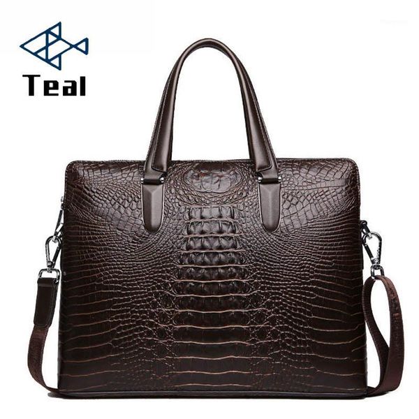 

new fashion men bag men's briefcase notebook business male bag crocodile pattern vintage lap