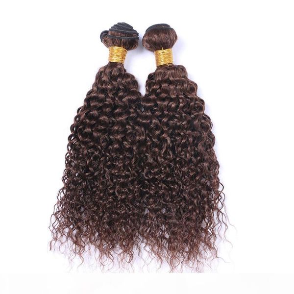 

kinky curly #4 medium brown human hair weaves 3pcs mink brazilian human hair chocolate brown virgin hair bundles 10-30" double wefts, Black