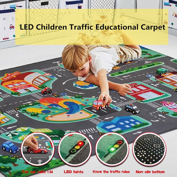 

детский образовательный ковер traffic urban road led baby play cat trawling pad kids crug младенца нескользящая разрабатывающая коврики одея