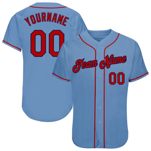 

custom light blue red-navy-009 authentic baseball jersey, Blue;black