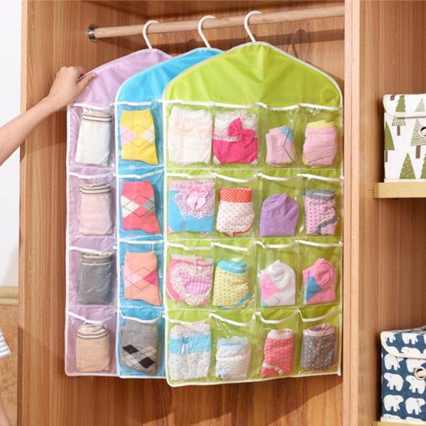 

storage bags 16 pockets socks briefs organizer clothing hanger home for closet shoes underpants wardrobe hanging holder