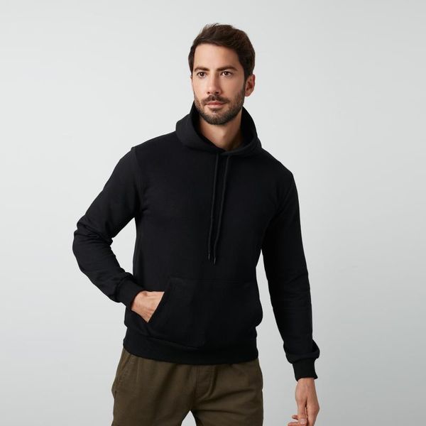 

buratti cotton kangaroo pocket hooded sweat men 's sweat 541hoodie, Black