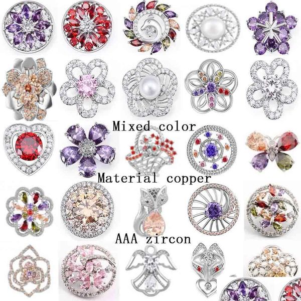 

noosa chunk snaps button jewelry wholesale 50pcs/lot mix styles 18mm rhinestone metal snap button charm fit bracelets necklace eut4t