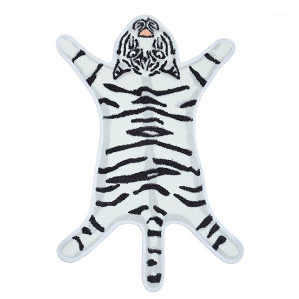 

creative cartoon tiger shape flocking entrance door mat absorbent bath rug home anti-skid tpr bottom soft plush floor carpet1