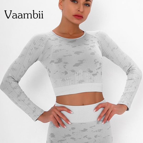 

long sleeve yoga crop woman female gym shirt sport clothing for sports for women seamless t-shirt running fitness, White;red