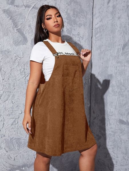 

plus solid a line overall dress o3dw#, Black