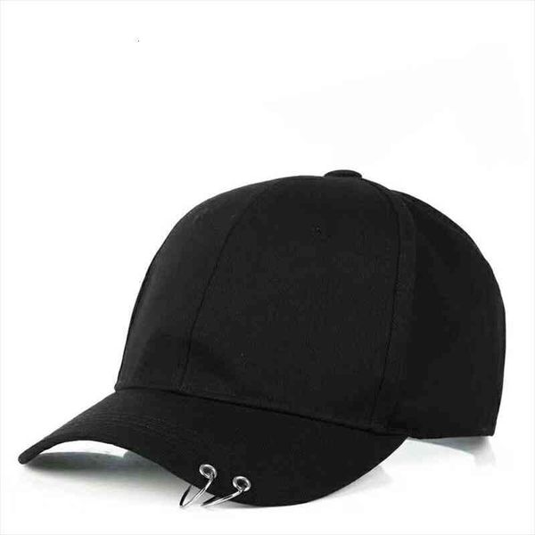 

style spring autumn cotton solid color bts hoop decorate unique breathable street dance fashion sunblock baseball cap, Blue;gray