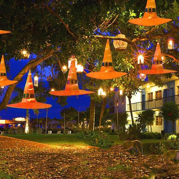 

halloween outdoor hanging lamp witch hat lamp orange halloween outdoor decoration 6 pack