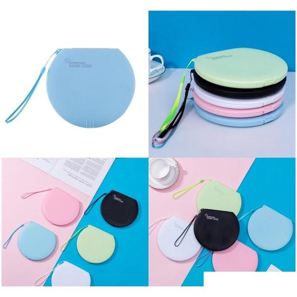 

storage box mask case circular organizer face masks holder frosting plastic black white blue transparent portable qylucr five2010