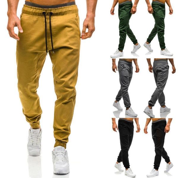 

casual pants men new arrival 2020 men's fashion elasticized waistband slacks1, Black