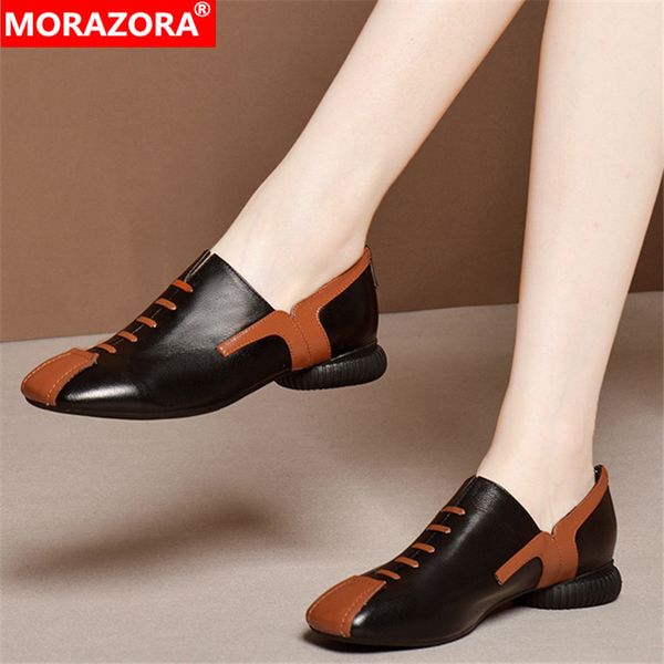 

morazora 2020 large size 34-42 autumn summer single shoes genuine leather casual ladies shoes comfortable low heel women shoes y1215, Black