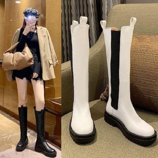 

2020 новые модные женские сапоги белые модные личности в середине трубки, Black