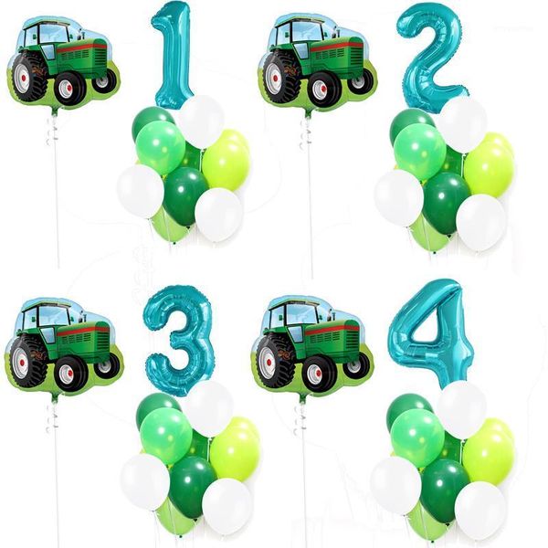 

farm tractor balloons with 32 inch tiffany blue number foil balloon farm theme birthday party decorations kids toys globos1