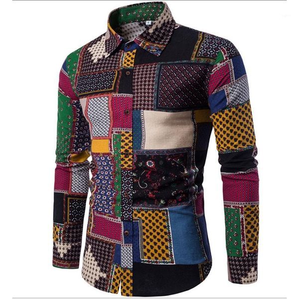 

plus size men floral print slim fit shirt long sleeve shirts1, White;black