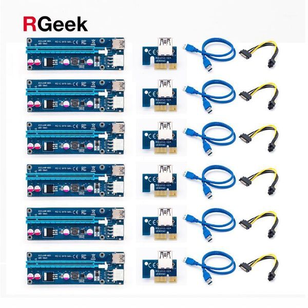 6 Stück Golden VER009 USB 3.0 PCI-E Riser VER 009S Express 1X 4x 16x Extender Riser Adapterkarte SATA 15pin auf 6 pin Stromkabel1