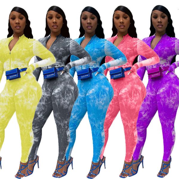 

winter 2020 pit stripe autumn tie dye print finger cover slim casual sports jumpsuit, Black;gray