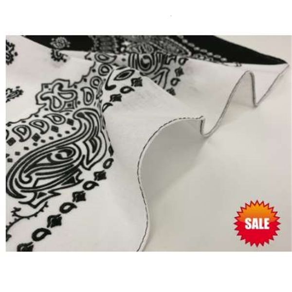 

32's handkerchief cotton contrast paisley printed color bandana 55cm, White