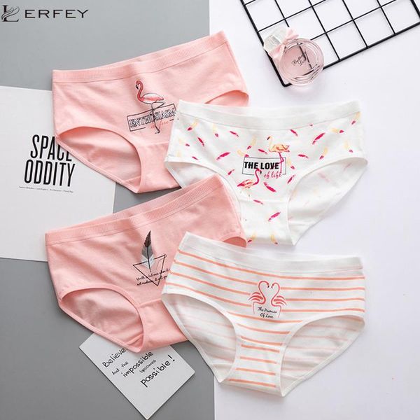 

lerfey cotton flamingos panties girls underpants breathable mid rise briefs casual underwear for women comfort cozy panty1, Black;pink