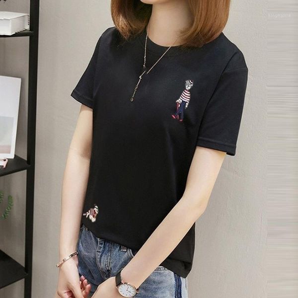 

women t-shirt spring fashion women plus size print round neck short sleeved t-shirt casual shirts #40%1, White